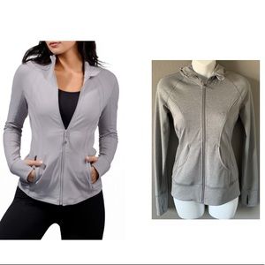 Feather Light Grey Hooded Zipper Sweater XS